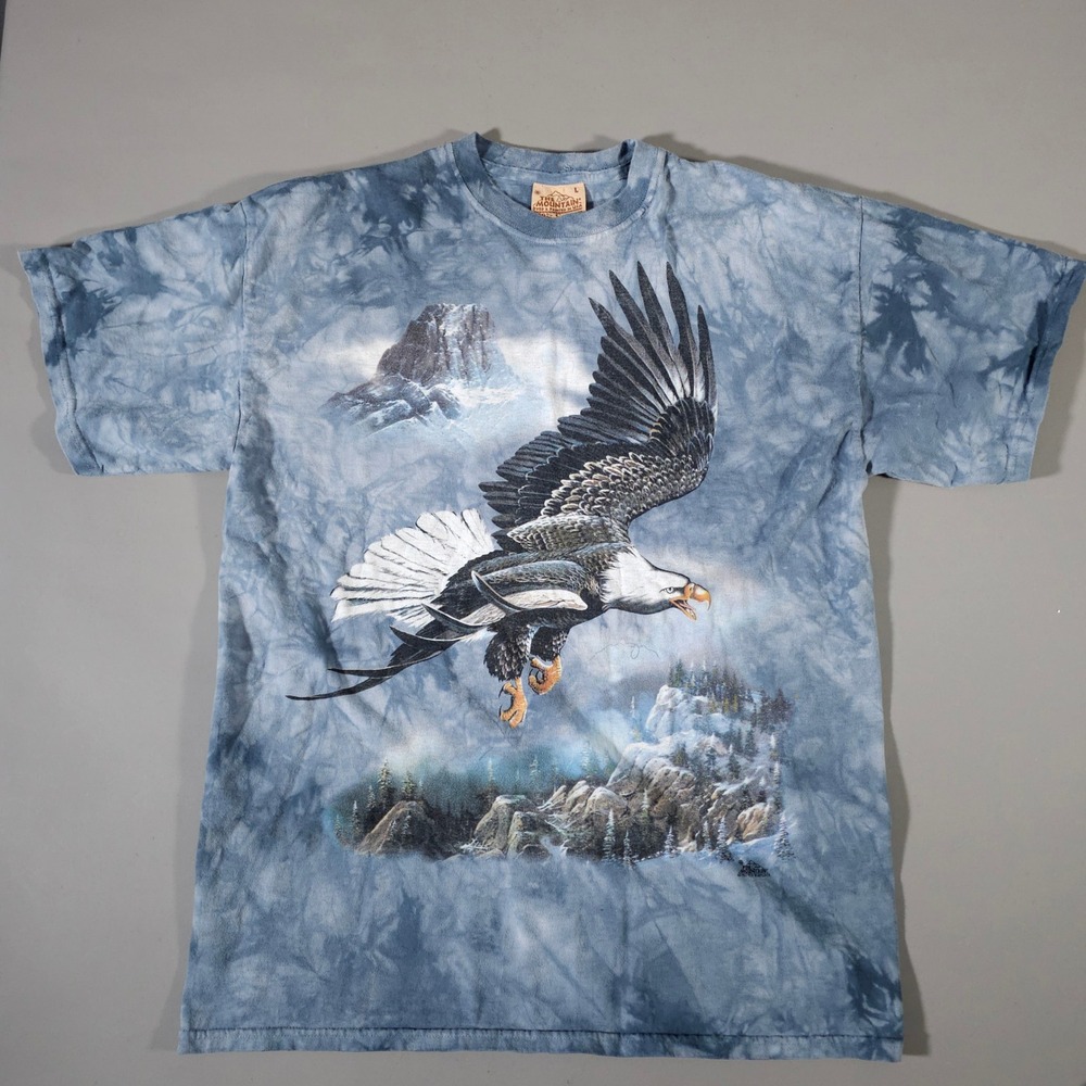 The Mountain T-Shirt Mens L Blue Vintage 1997 Eagle Tie Dye Ted Blaylock Tee